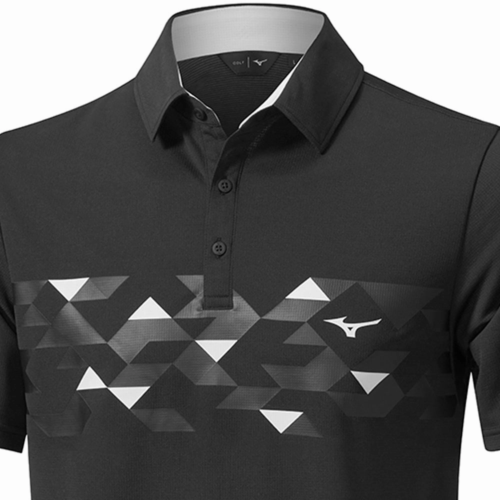 Retro nostalgia Mizuno Checker Polo Shirt - Black