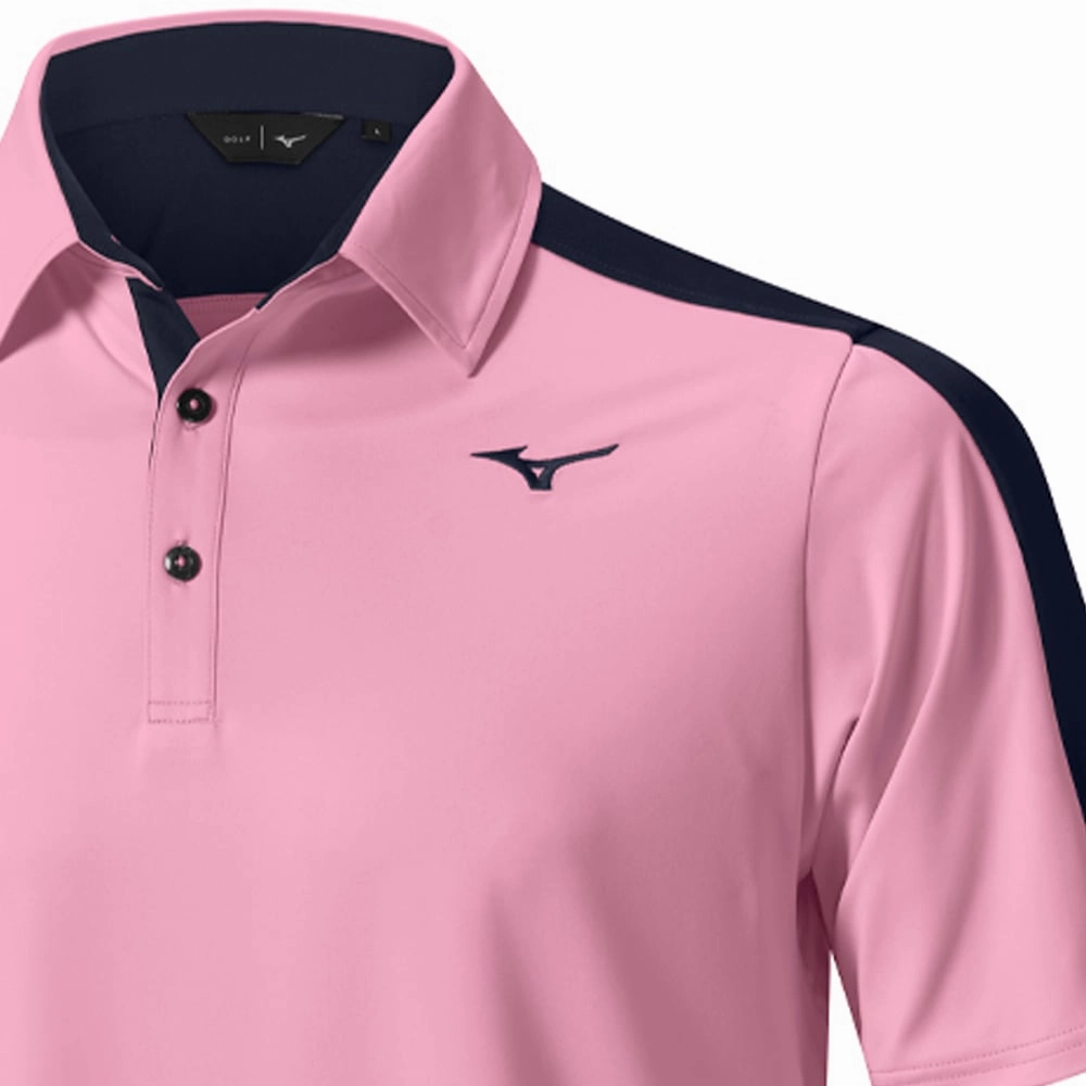 Mizuno Comp Trim Polo Shirt - Lilac Sachet UPF Rated Fabric Raw Hem Finish