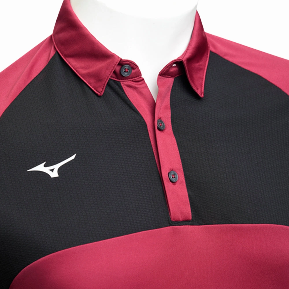 Durable Collar Construction Mizuno Contrast Polo Shirt - Burgundy