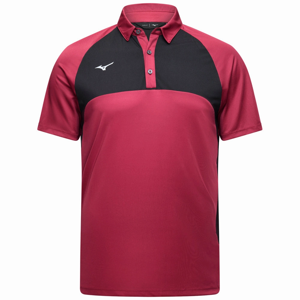 Street Trend Look Micro Perforation Mizuno Contrast Polo Shirt - Burgundy
