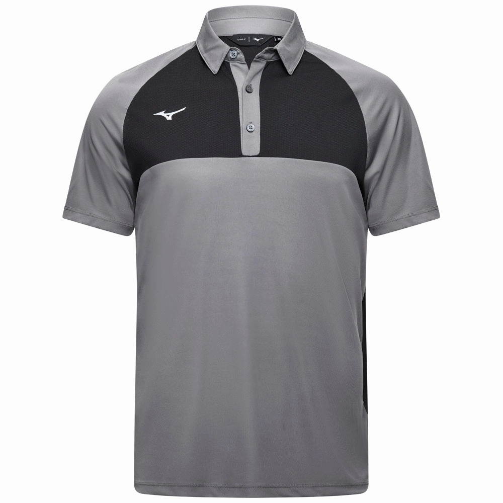 Mizuno Contrast Polo Shirt - Charcoal Stretchable Weave Casual Essentials
