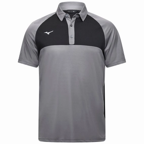 Mizuno Contrast Polo Shirt - Charcoal Stretchable Weave Casual Essentials