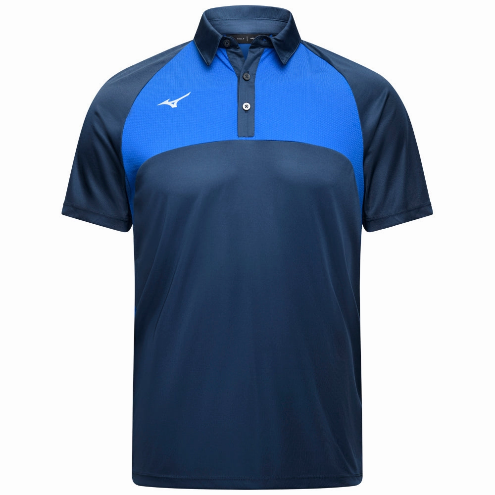 Mizuno Contrast Polo Shirt - Navy Heat Transfer Printing