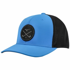 Mizuno Crossed Clubs Mesh Cap - Brilliant Blue Sharp Design Everyday Pick