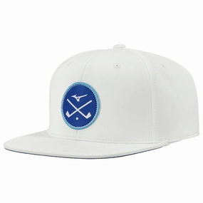 Geometric Print Mizuno Crossed Clubs Snapback Cap - White