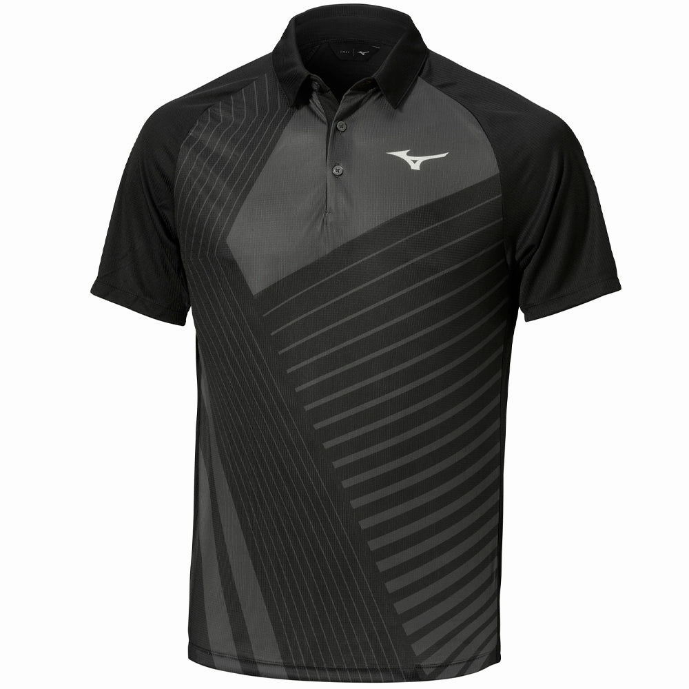 Mizuno Dash Polo Shirt - Black Organic Cotton Camping practicality
