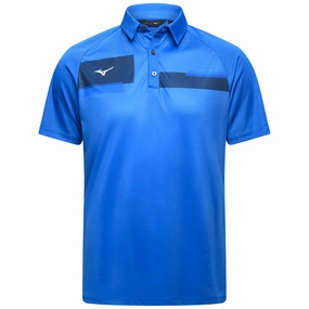 Mizuno Interlock Polo Shirt - Blue hiking clothes Flexible Neckband
