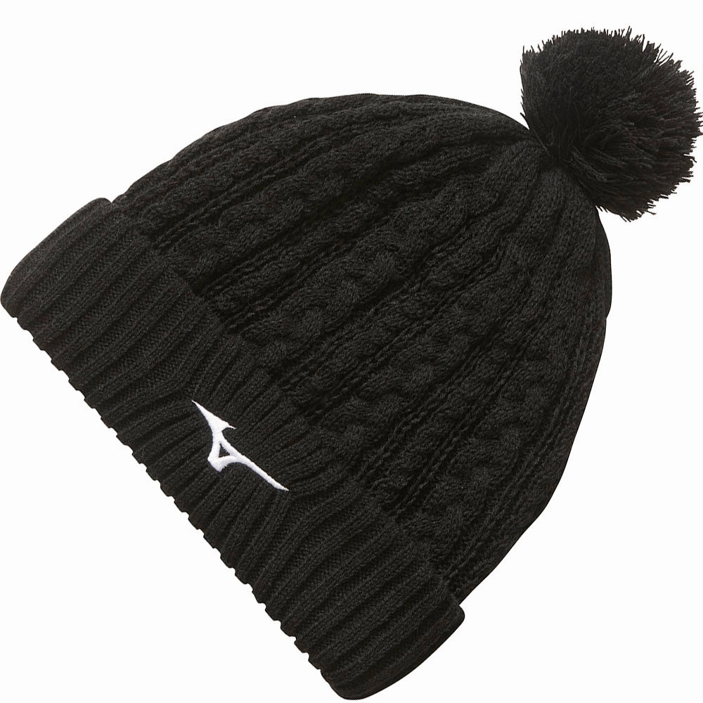 Mizuno Knit Bobble Hat - Black Stylish Detail Outdoor Adventure
