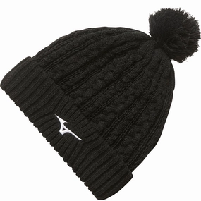 Mizuno Knit Bobble Hat - Black Stylish Detail Outdoor Adventure