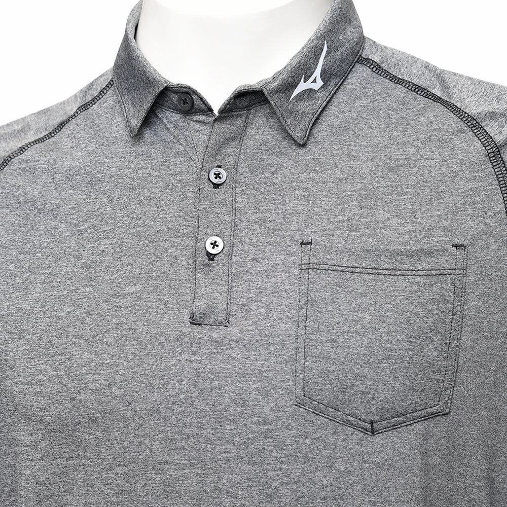 Ultra Soft Texture Mizuno Melange Longsleeve Polo Shirt - Black