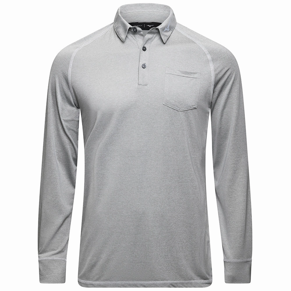 Active Layering Fashion Layer Mizuno Melange Longsleeve Polo Shirt - Grey