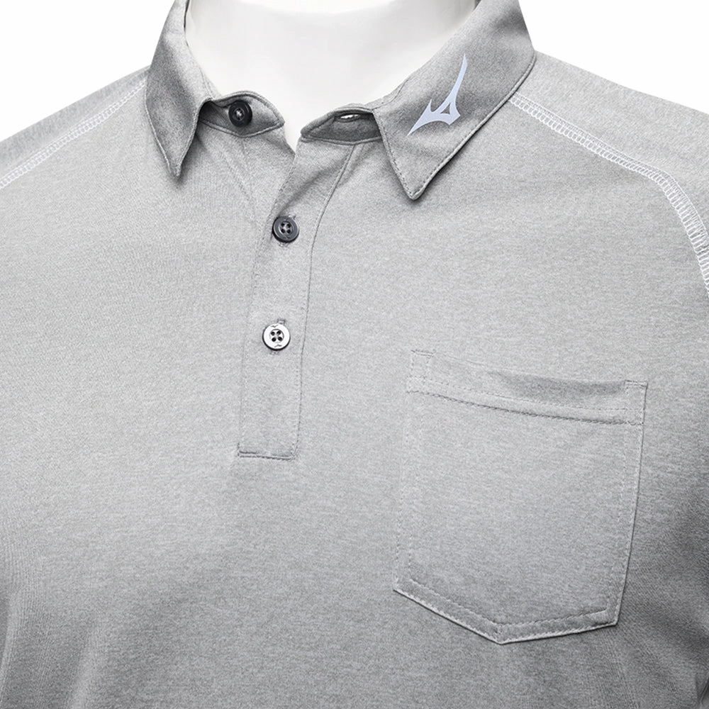 Mizuno Melange Longsleeve Polo Shirt - Grey back to school