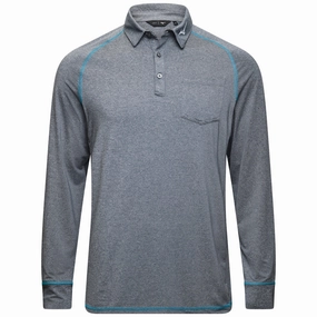 Low Environmental Impact Easy Look Mizuno Melange Longsleeve Polo Shirt - Navy