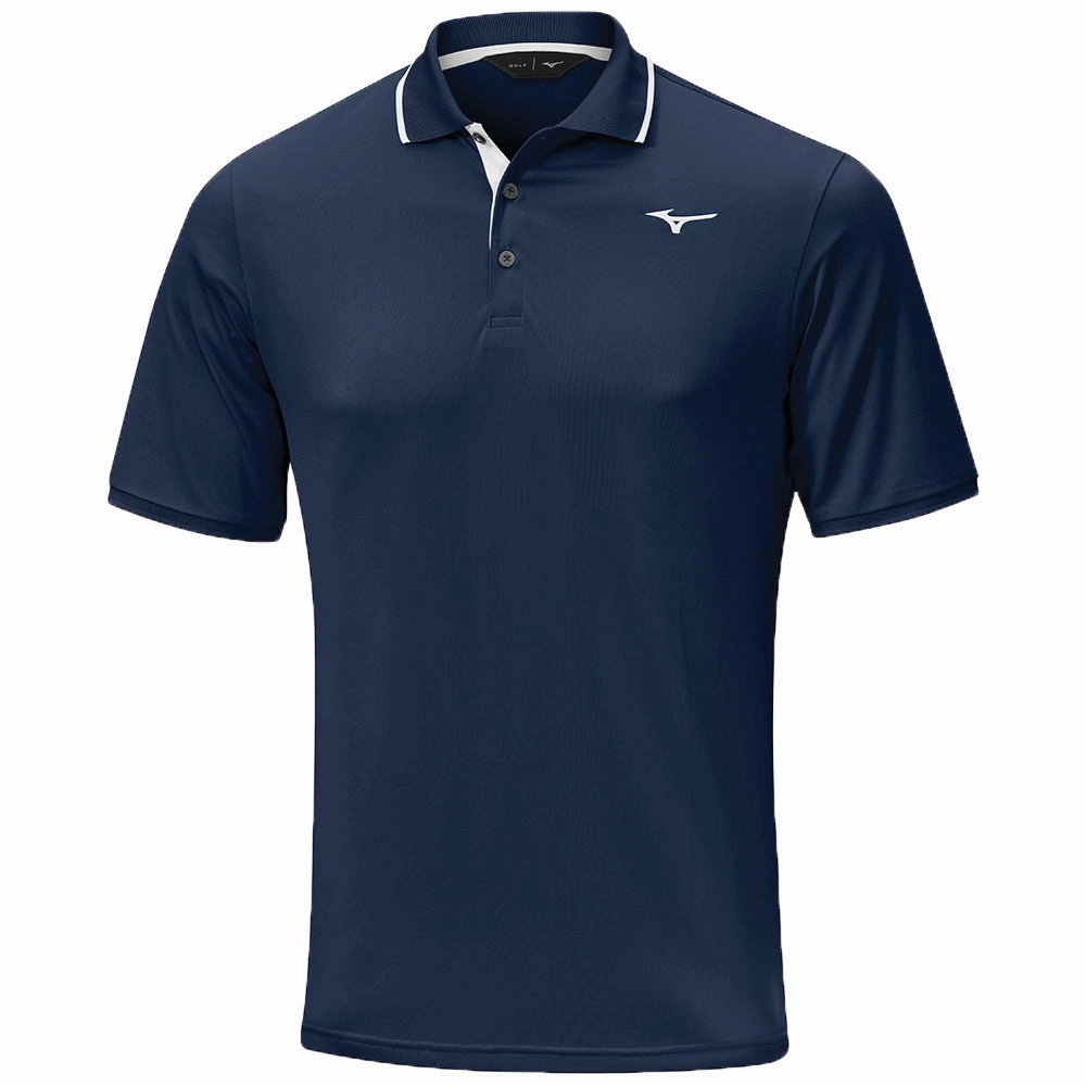 Premium Cotton Double Stitched Hem Mizuno Quick Dry Performance Plus Polo Shirt - Navy