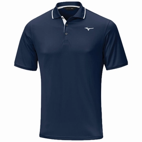 Premium Cotton Double Stitched Hem Mizuno Quick Dry Performance Plus Polo Shirt - Navy
