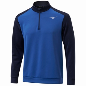 Thermal Insulation Warm Fashion Mizuno RB 1/4 Zip Pullover - Blue