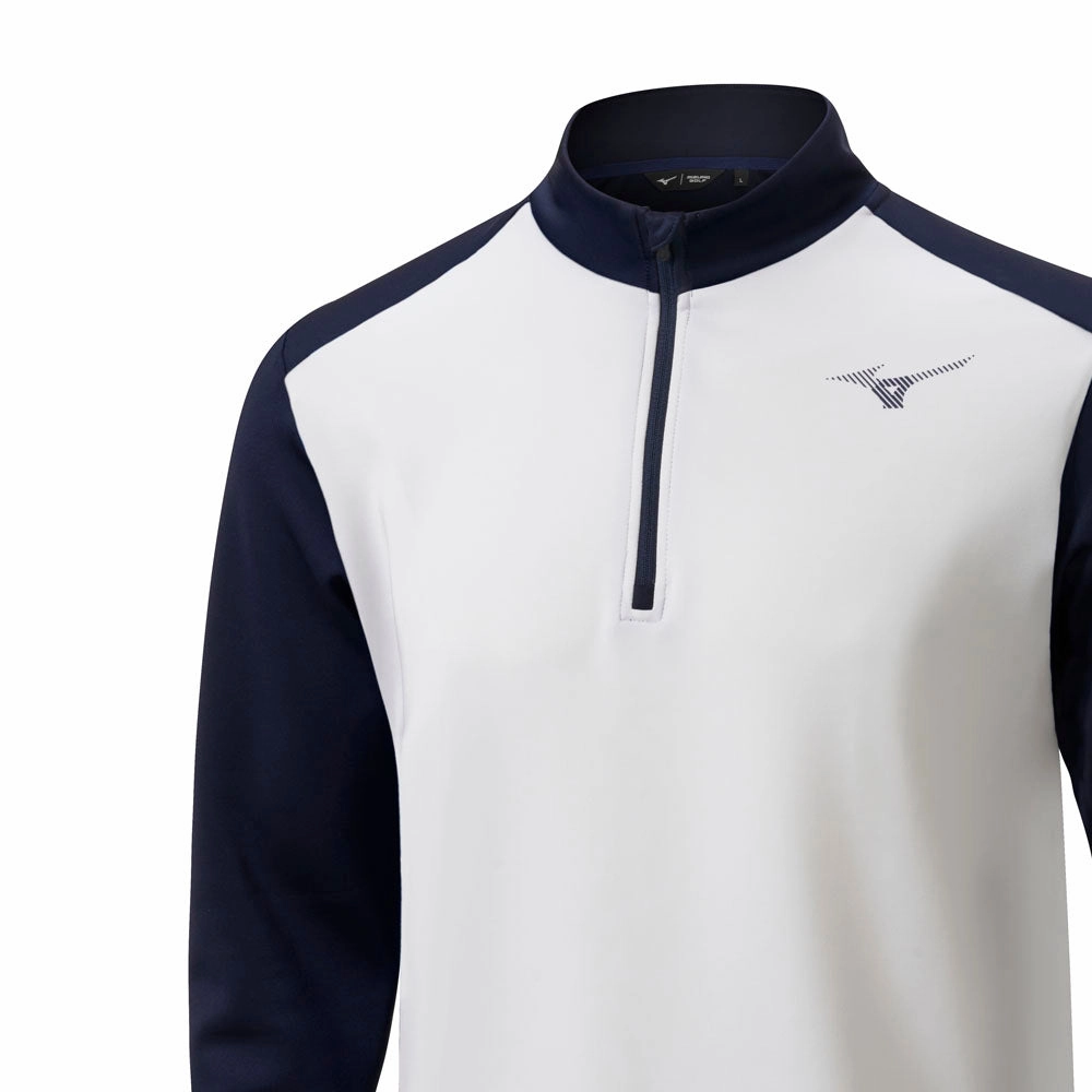 Mizuno RB 1/4 Zip Pullover - White V neck Modern Relaxed