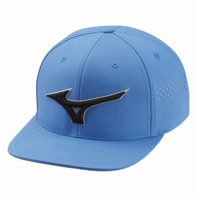 Mizuno Tour Flat Snapback Cap - California Blue Waterproof Coating Weekend Casual