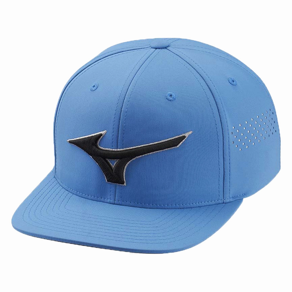 Mizuno Tour Flat Snapback Cap - California Blue Waterproof Coating Weekend Casual
