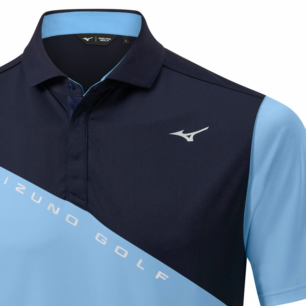 Mizuno Trace Polo Shirt - Air Blue Comfy Apparel ReinforcedShoulderPanels