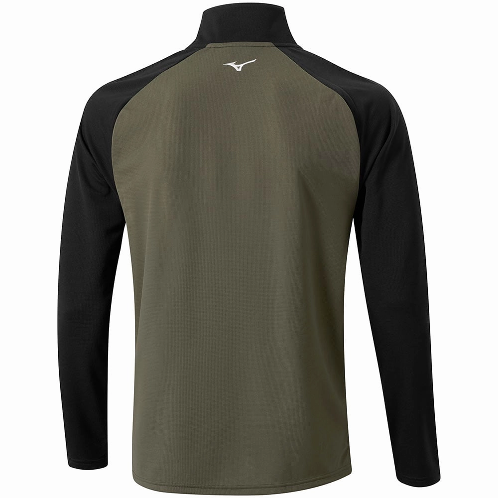 Mizuno Winter Breeze Bloc 1/4 Zip Pullover - Olive Weekend Bold