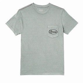 RVCA Contact Scripts Pocket T-Shirt - Monument Comfortable fit Minimalist Layer