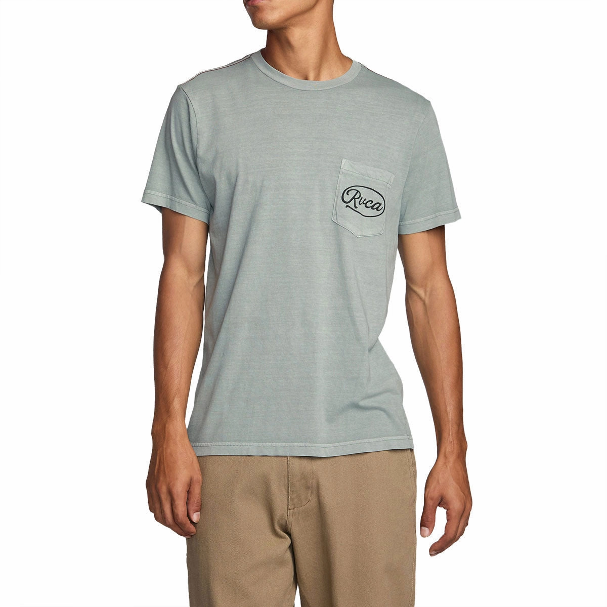 RVCA Contact Scripts Pocket T-Shirt - Monument Easy-Going Style Relaxed Wear
