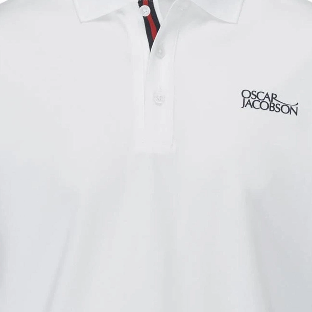 Oscar Jacobson Durham Tour Polo Shirt - White/Navy Cozy And Warm loose but not baggy