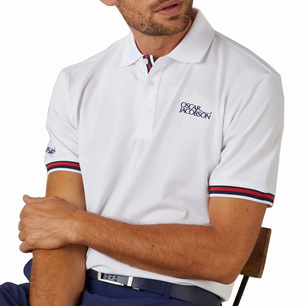 Trendy Look Oscar Jacobson Durham Tour Polo Shirt - White/Navy