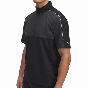Under Armour Drive Wind Short Sleeve 1/4 Zip - Black/Anthracite/White Oversized Design Logo Emblem