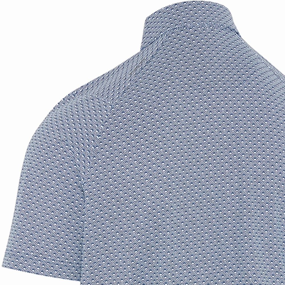 Ribbed Neckline Callaway All-Over Trademark Print Polo Shirt - Peacoat