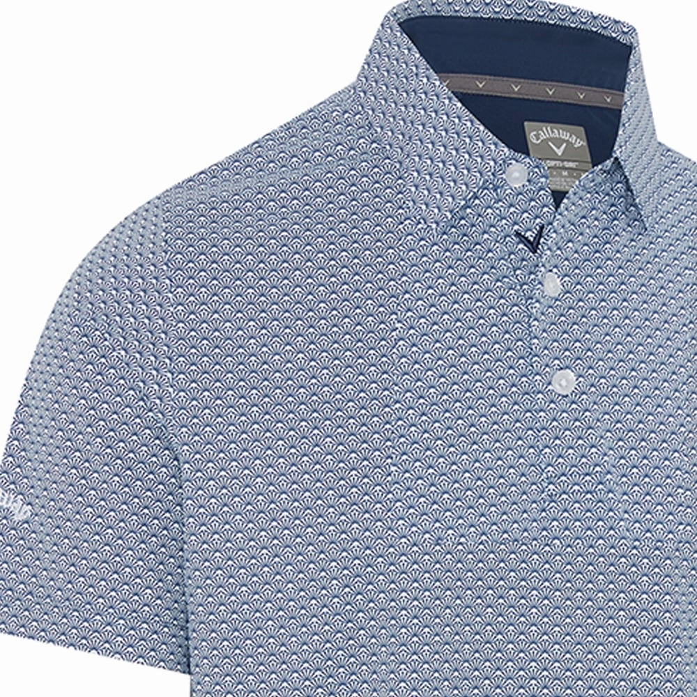 Callaway All-Over Trademark Print Polo Shirt - Peacoat Lightweight Material sports activity
