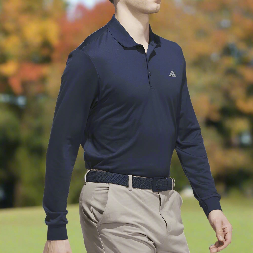 Drip Dry Fabric adidas Ultimate365 Cold.rdy Long Sleeve Polo Shirt - Collegiate Navy