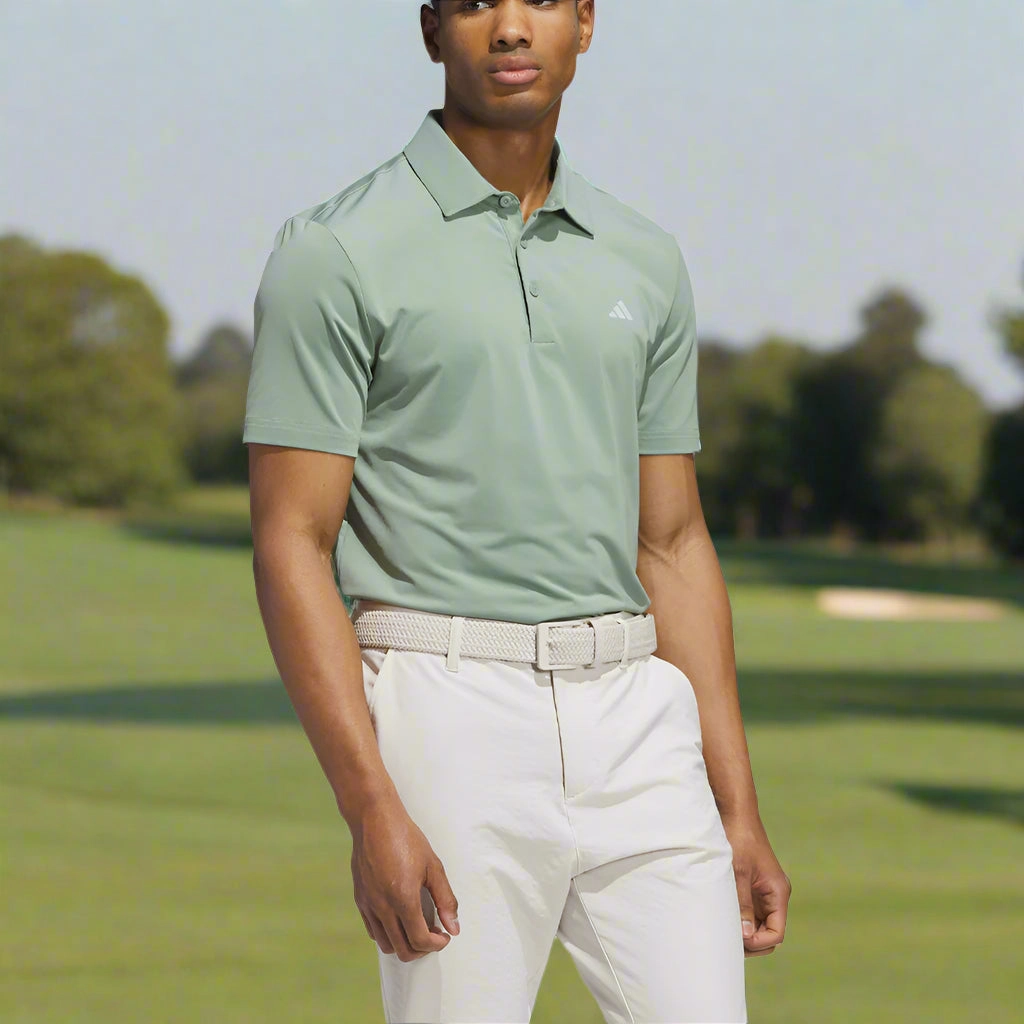 adidas Ultimate365 Solid LC Polo Shirt - Silver Green ReinforcedNeckline