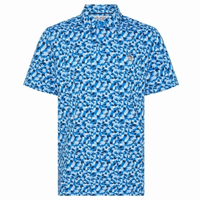 Stretch Fabric Technology Collared formality Original Penguin Underwater Mosaic Geo Polo Shirt - French Blue