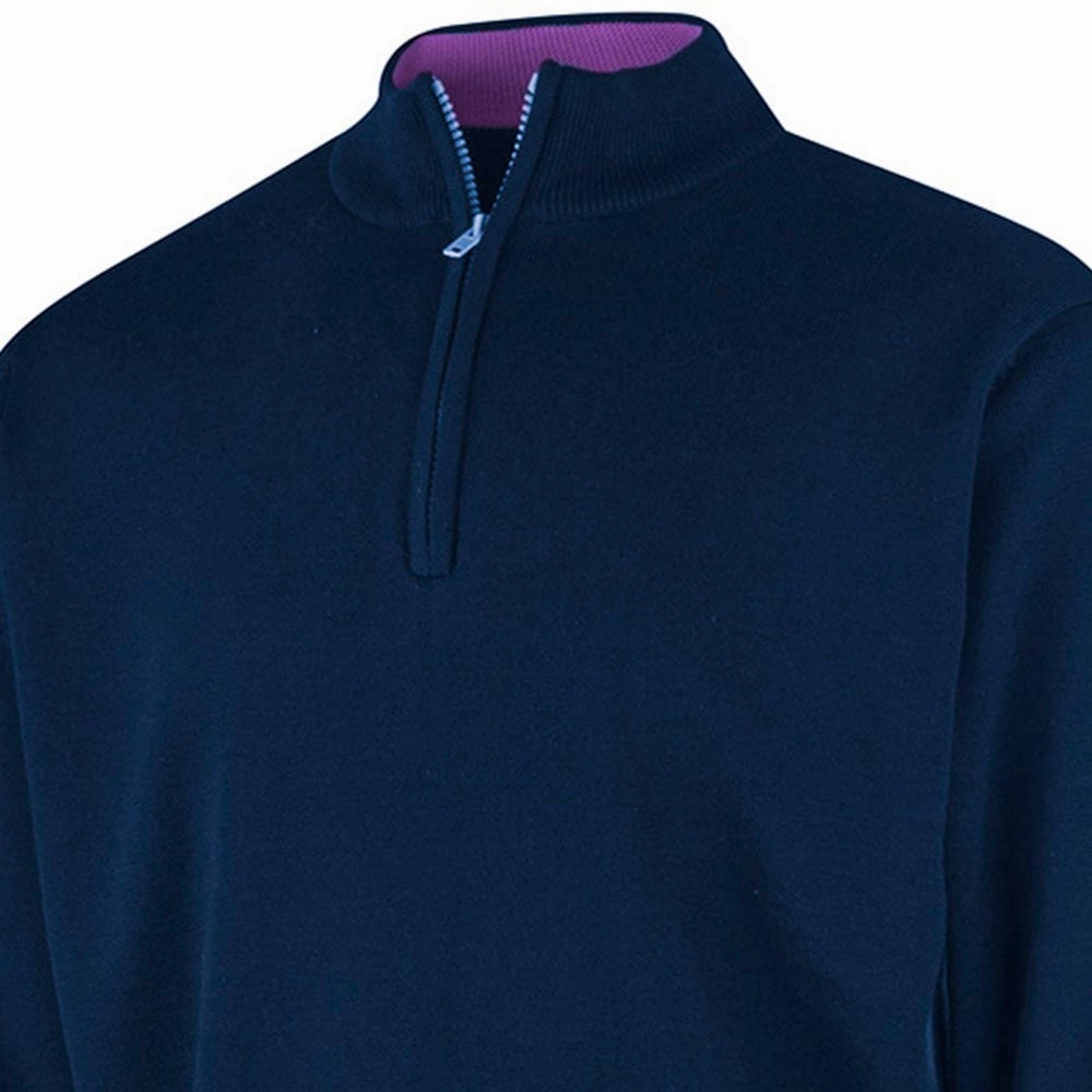 Island Green Lined Knitted Sweater With Pop Zip - Navy product cycling suitable endurance