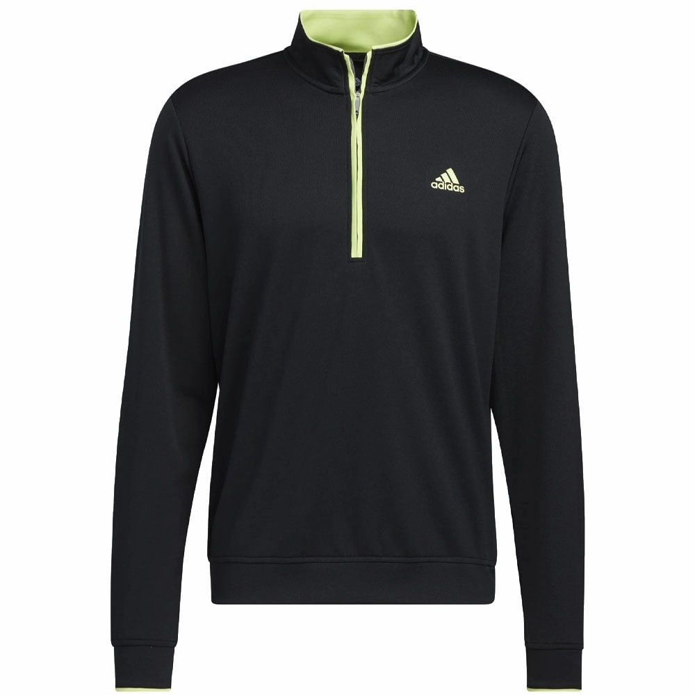Classic Hoodie Plaid Design adidas Lightweight 1/4 Zip Pullover - Black/Pulse Lime