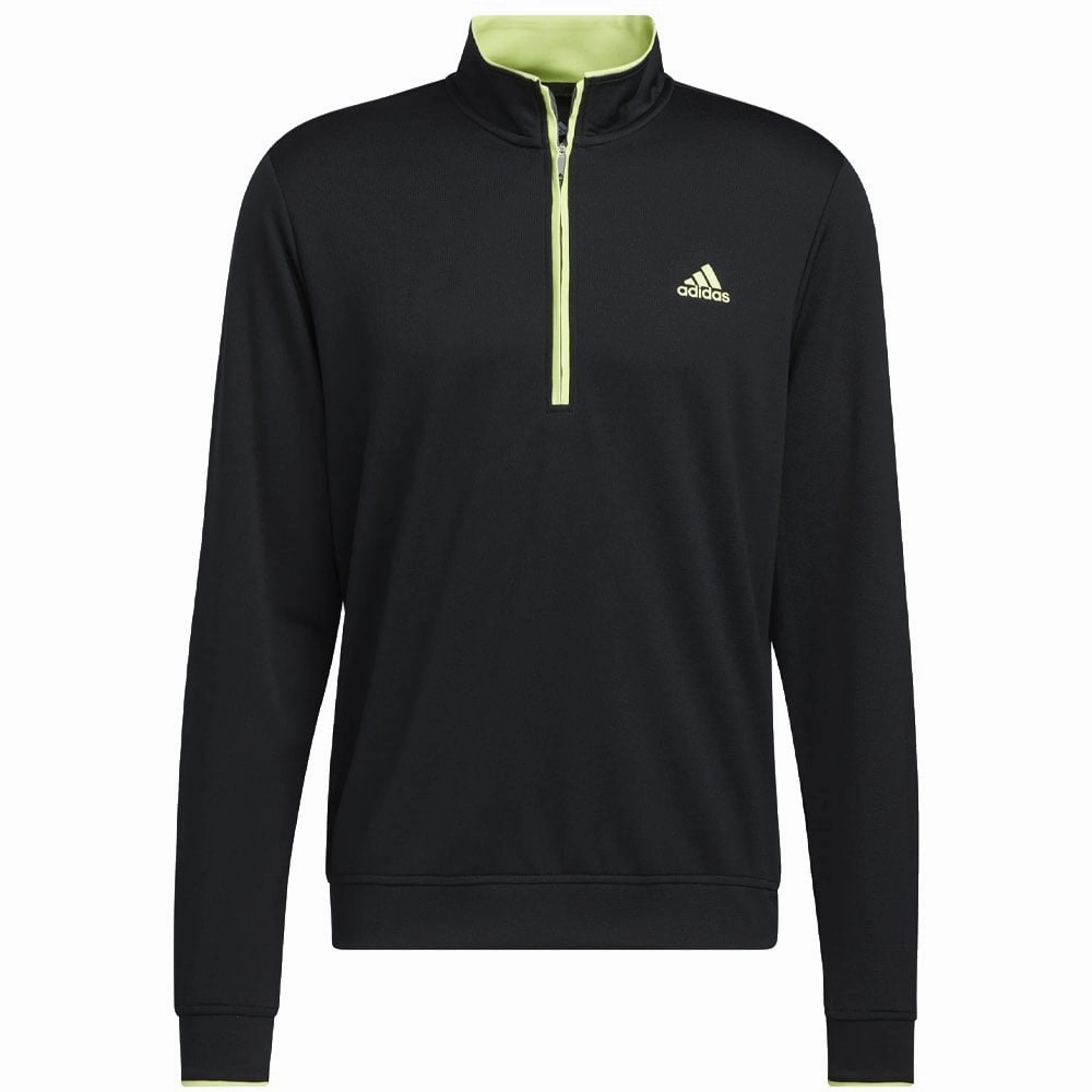 adidas Lightweight 1/4 Zip Pullover - Black/Pulse Lime Relaxed Hoodie Cozy Layer