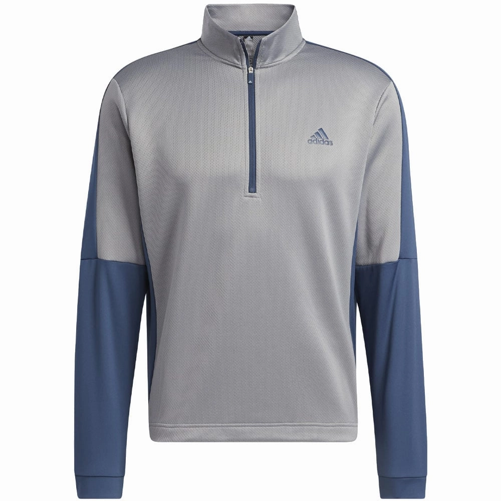 adidas Colour Block 1/4 Zip Pullover - Grey Three/Crew Navy Active Comfort Wear logoed