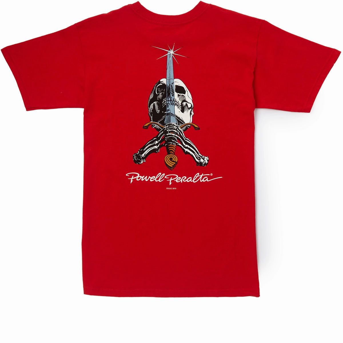 Powell-Peralta Skull And Sword T-Shirt - Red AntiStatic Properties WrinkleResistant Texture