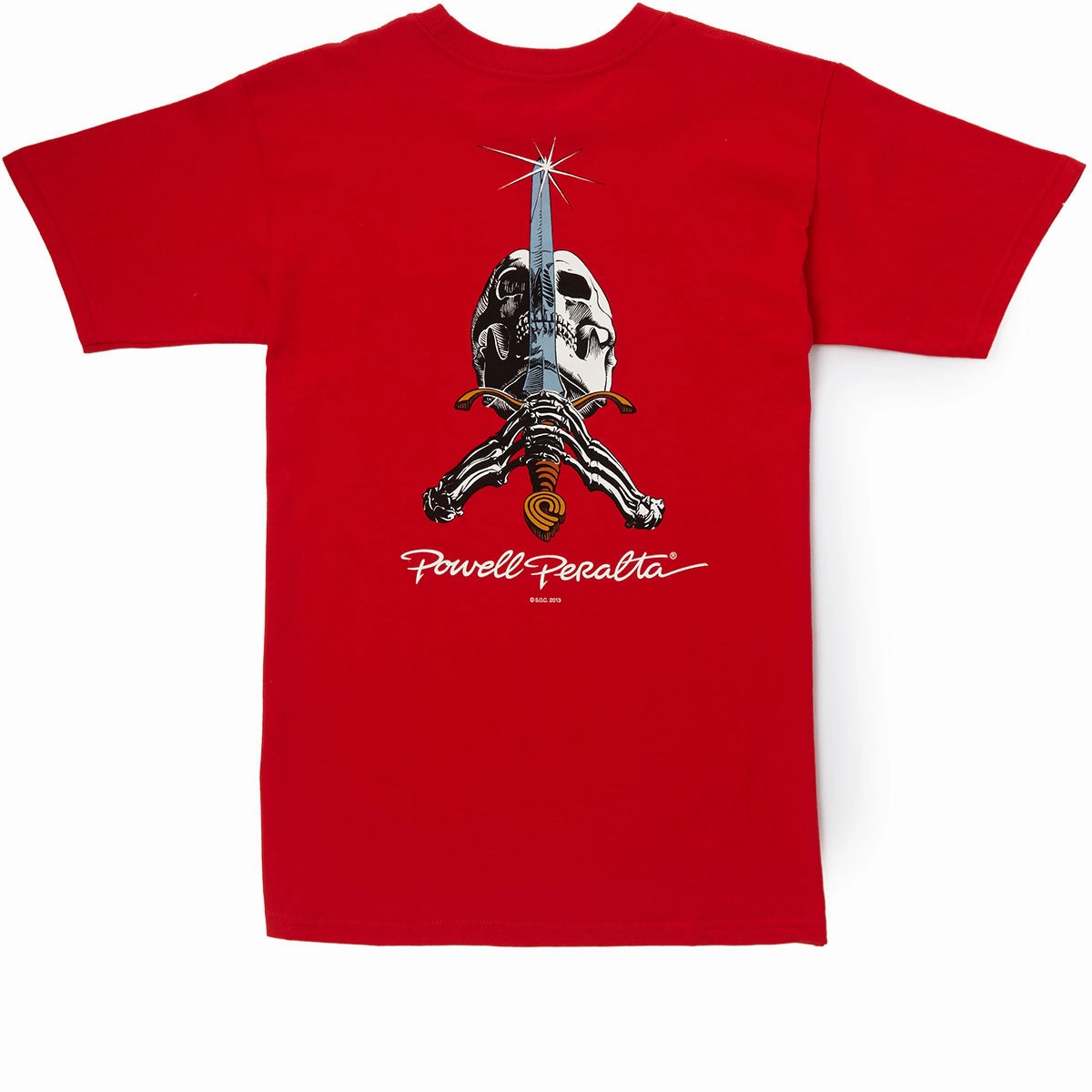 Stylish Layer Look Light Style Trend Powell-Peralta Skull And Sword T-Shirt - Red