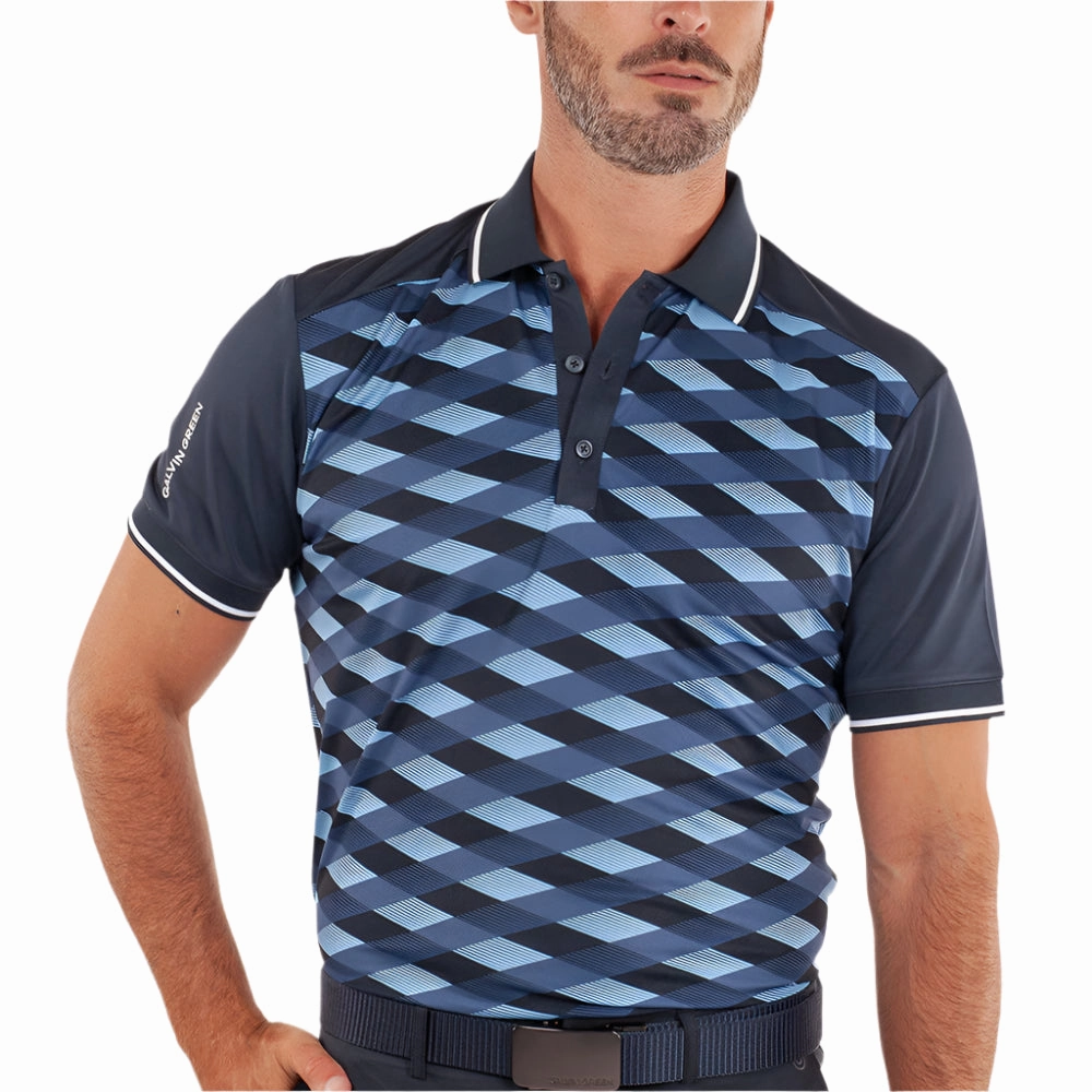 Galvin Green Marlon Polo Shirt - Navy/Moonlight Blue Sustainable Fibers