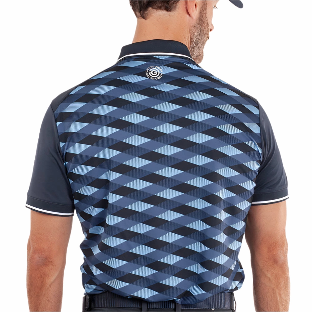 Ribbed collar Galvin Green Marlon Polo Shirt - Navy/Moonlight Blue
