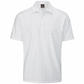 Oscar Jacobson Barton Polo Shirt - White/Pewter Cozy Layers Floral Pattern