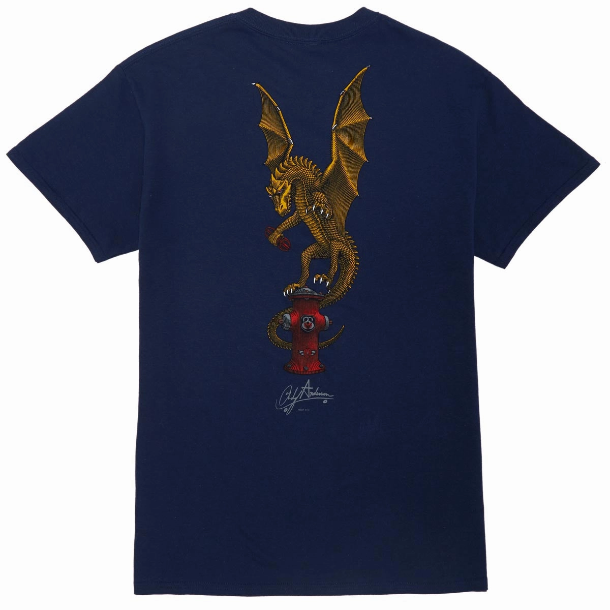 Powell-Peralta Andy Anderson Vajra T-Shirt - Navy Chilly Day Style Wrinkle Resistant Finish
