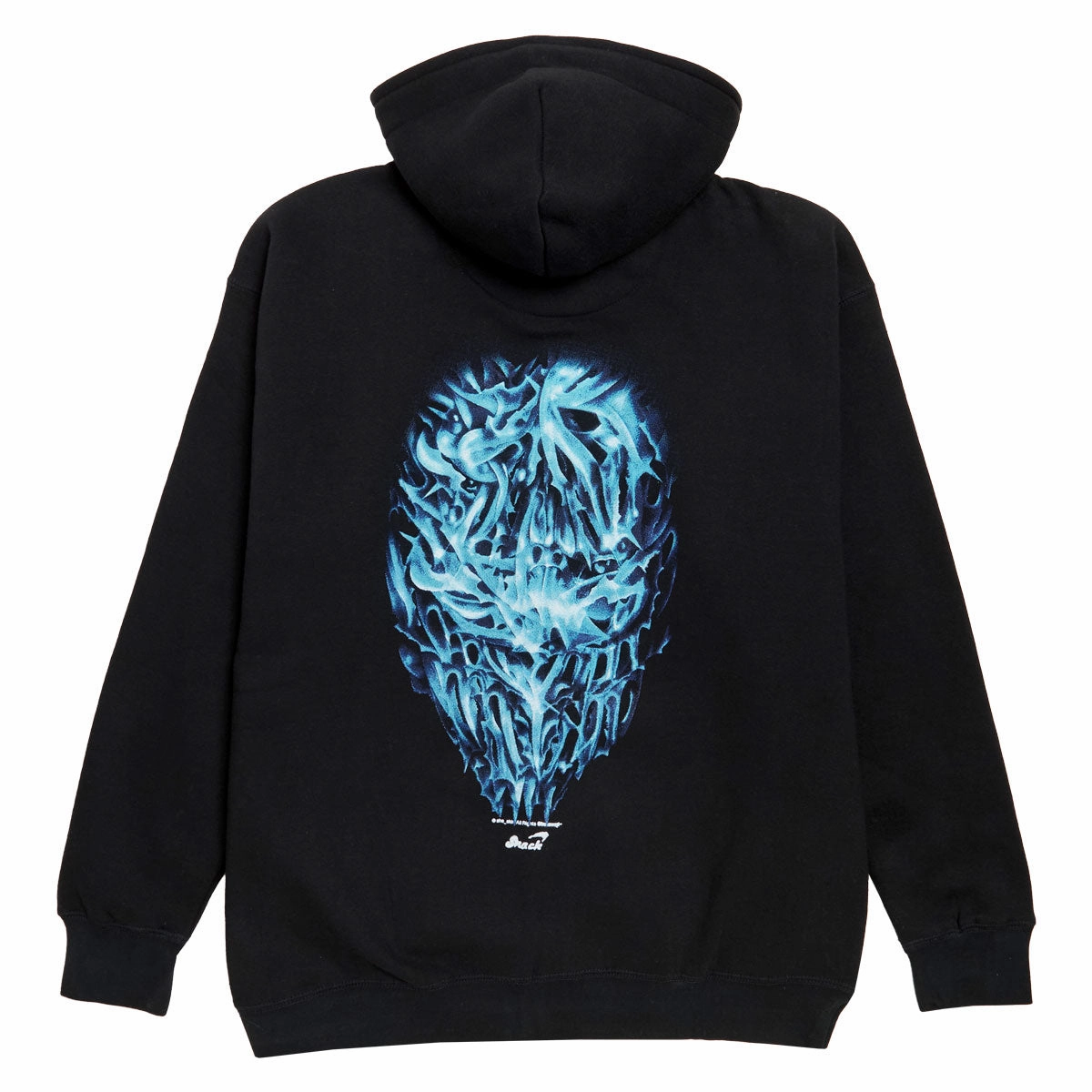 Ventilated Panels Snack Chrome Face Zip Up Hoodie - Black