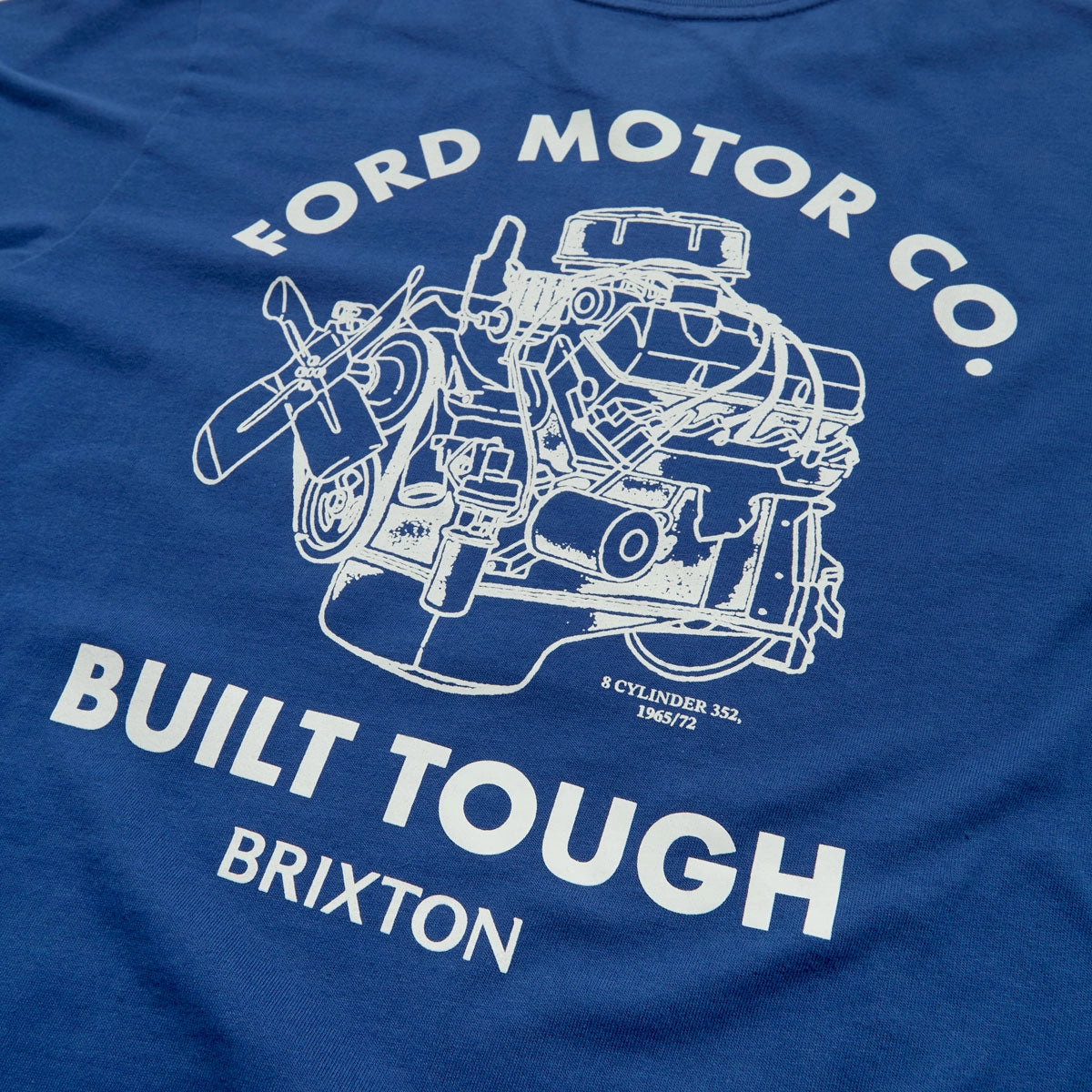 Brixton x Ford Built Tough T-Shirt - Ford Blue Casual Comfort Look Flexible Ribbed Neckline