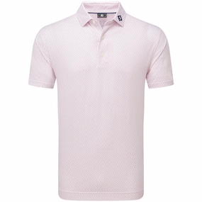 FootJoy Wiggle Print Lisle Polo Shirt - White/Skyway/Pink Lemonade Premium Material