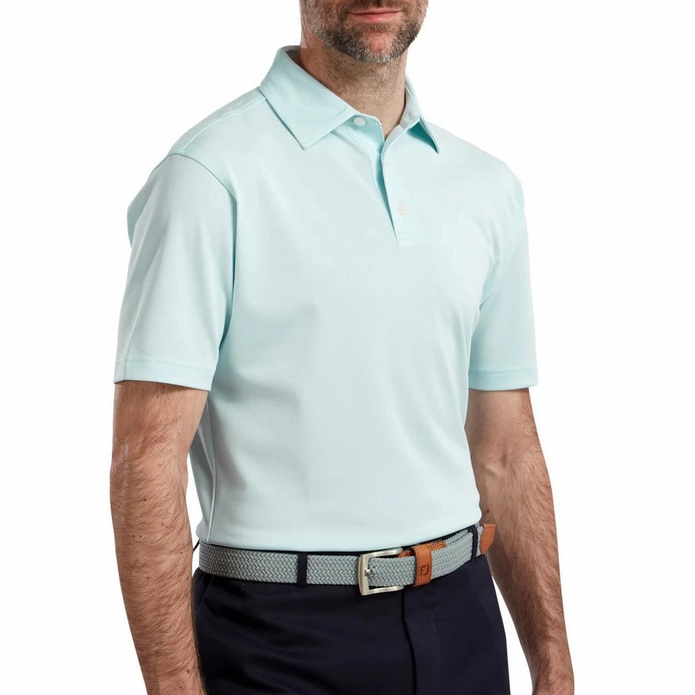 Travel Wear FootJoy Stretch Pique Solid Colour Polo Shirt - Ice Blue