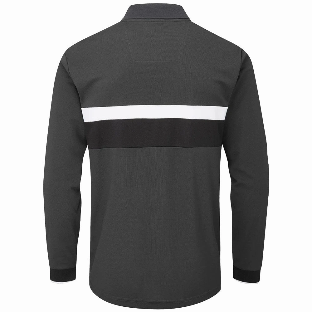 Breathable Design Stuburt Motion Long Sleeve Polo Shirt - Onyx